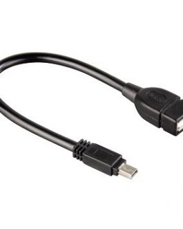 Cavetto adattatore Hama per tablet USB A 2.0 F/USB Mini B 2.0 M, 0,15 metri, USB OTG, contatti dorati, doppia schermatura, nero, 3 stelle.