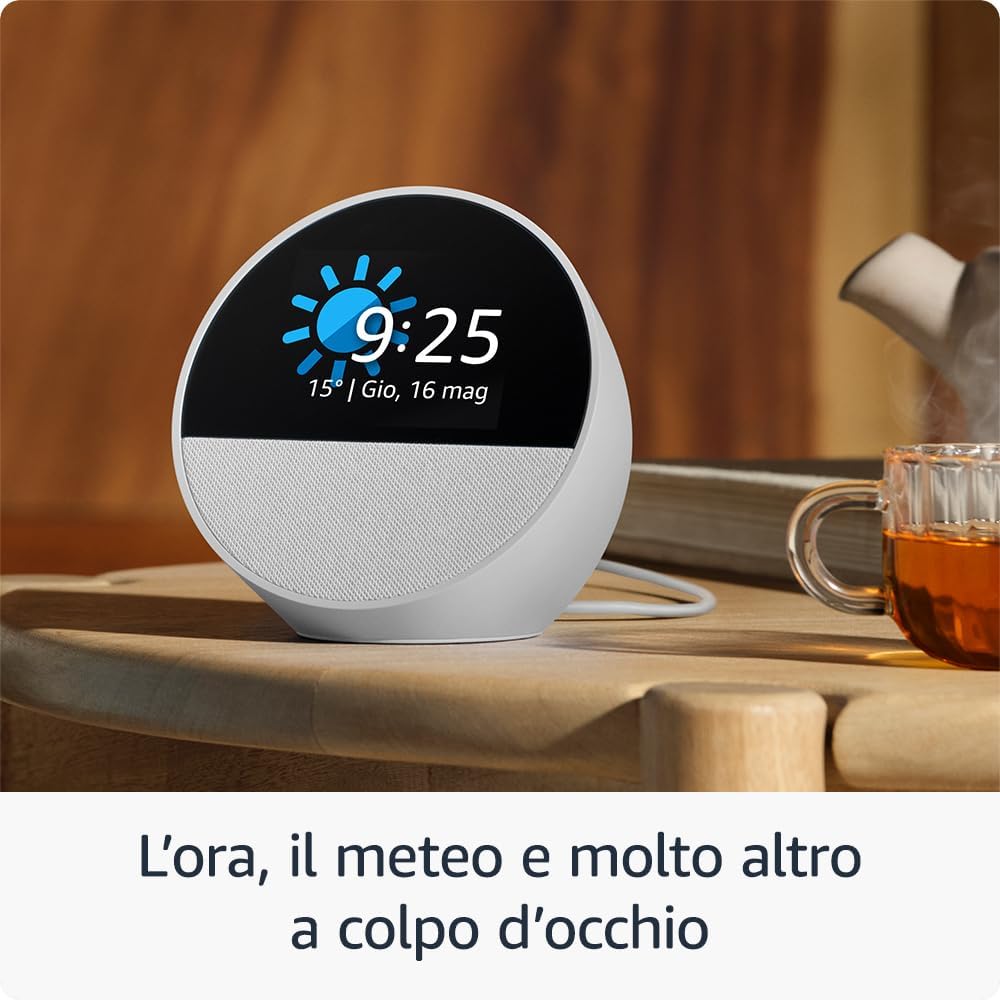 Amazon Echo Spot Alexa Ultimo Modello Sveglia Smart Wi-Fi suono potente Bianco - Image 5