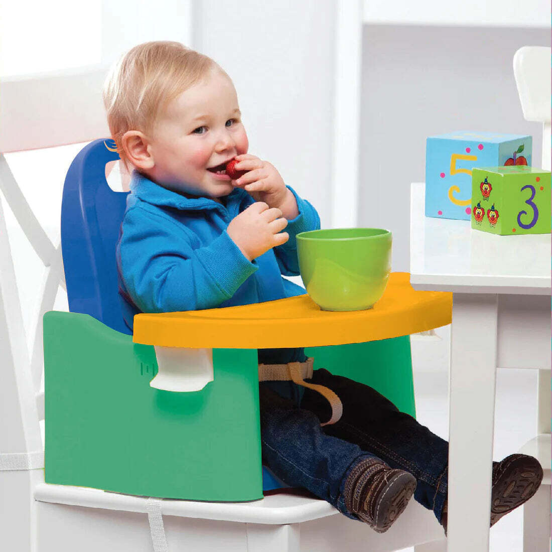 Alzatina Sedia Universale da Bambino Baby Booster JOYCARE® Ghiottone Blue Giallo - Image 3